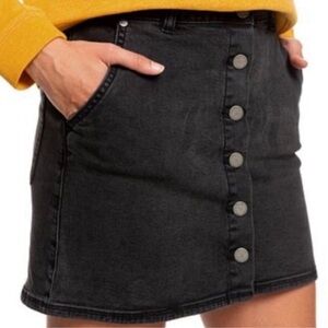 Roxy Black Charcoal Gray Button Mini Skirt Size Medium